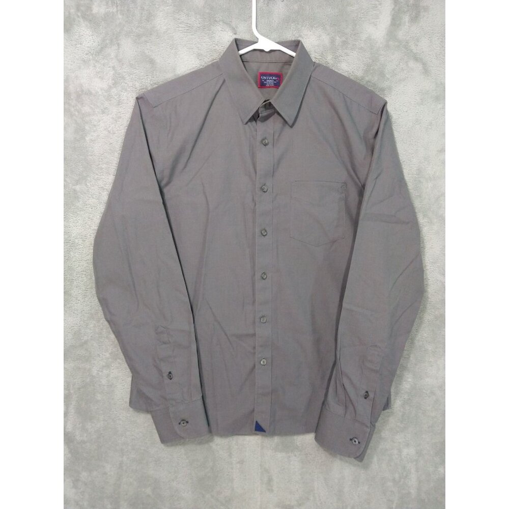UNTUCKit Shirt Men Medium Gray Slim Fit Long Sleeve Wrinkle Free Sangiovese